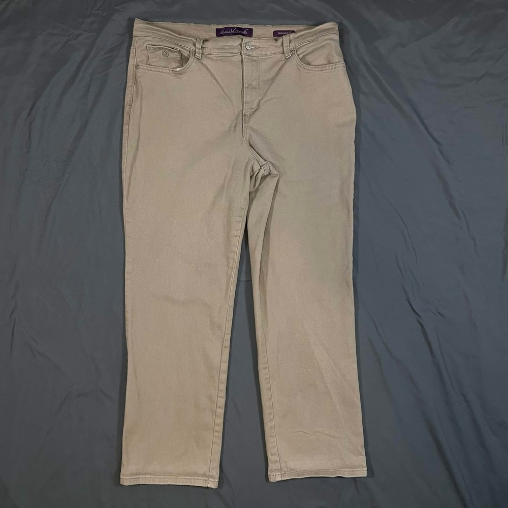 Lot of 3 Gloria Vanderbilt Amanda Jeans Size 16 Khaki Tan, Light Sage, Floral - Picture 9 of 10